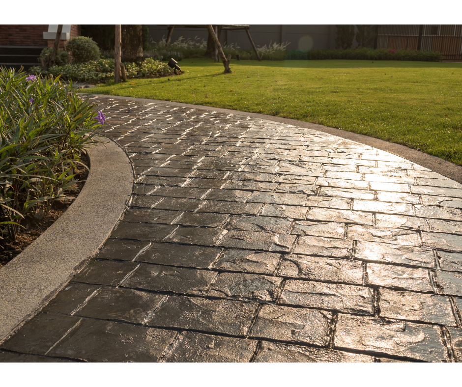 Stamped concrete sidewalk